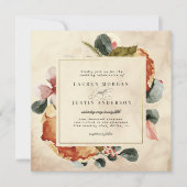 Herfst Voel Elegant Bloemen Vierkante Bruiloft Kaart (Voorkant)