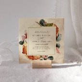 Herfst Voel Elegant Bloemen Vierkante Bruiloft Kaart