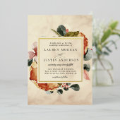 herfst voel elegant floral Weddenschap Folie Uitnodiging (Staand Voorkant)