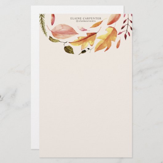 herfst voel elegant flormonogram briefpapier (Voorkant / Achterkant)