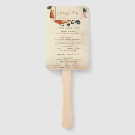 Herfst voelen bruiloft programma handwaaier (Achterkant)