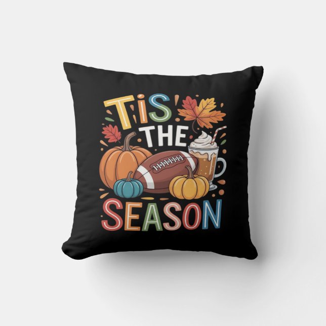 Herfst Voetbal Herfst Pompoen Koffie Liefhebber Kussen (Voorkant)