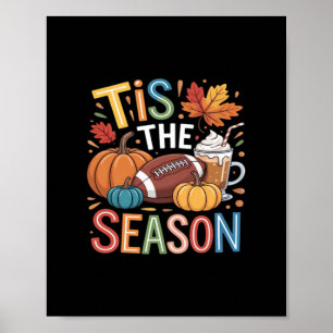 Herfst Voetbal Herfst Pompoen Koffie Liefhebber Poster
