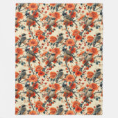 Herfst Vogels Deken met Rustieke Bloemen Accenten (Voorkant)