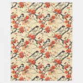 Herfst Vogels Deken met Rustieke Bloemen Accenten (Voorkant)