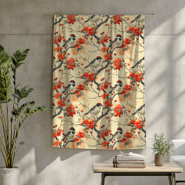 Herfst Vogels Deken met Rustieke Bloemen Accenten