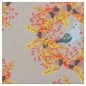 Herfst Vogels en Blad Krans Patroon Stof (Close Up)