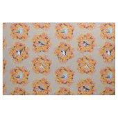 Herfst Vogels en Blad Krans Patroon Stof (Fat Quarter)