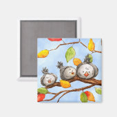 Herfst Vogels Trio Magnet (Voorkant / Achterkant)