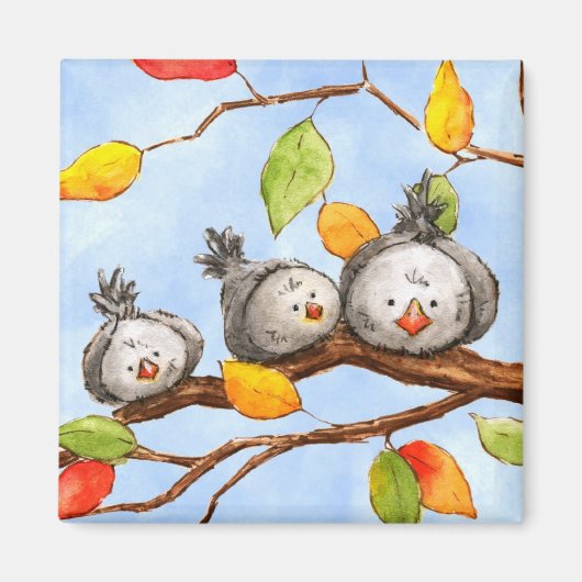 Herfst Vogels Trio Magnet (Voorkant)