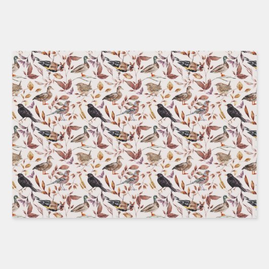 Herfst vogeltrekpaard inpakpapier vel (Voorkant 2)