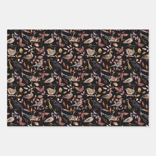 Herfst vogeltrekpaard inpakpapier vel (Voorkant)