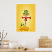 Herfst Vogelverschrikker en Pompoenen Herfst Oogst Poster (Keuken)