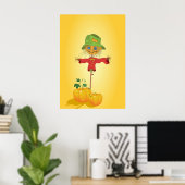 Herfst Vogelverschrikker en Pompoenen Herfst Oogst Poster (Thuiskantoor)