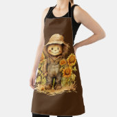 Herfst vogelverschrikker en zonnebloemen schort (Insitu)