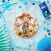 Herfst vogelverschrikker papier Borden, zonnebloem Papieren Bordje (Feest)