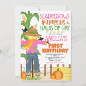 Herfst vogelverschrikker pompoen meisje verjaardag kaart (Voorkant)