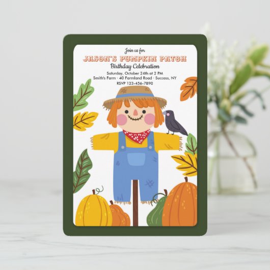 Herfst Vogelverschrikker Uitnodiging (Staand voorkant)