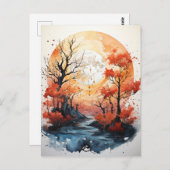 Herfst Volle Maan Briefkaart (Voorkant / Achterkant)