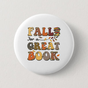 Herfst voor een grote boekendrempel in de herfst v ronde button 5,7 cm