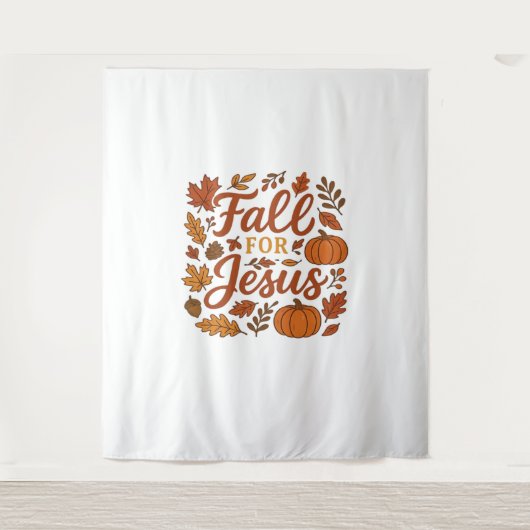 Herfst voor Jesus Autumn Pumpkin Christelijk Faith Wandkleed (Voorkant)