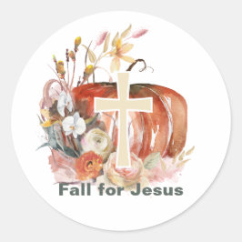 Herfst voor Jesus Pumpkin & Cross Ronde Sticker