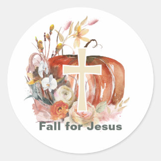 Herfst voor Jesus Pumpkin & Cross Ronde Sticker