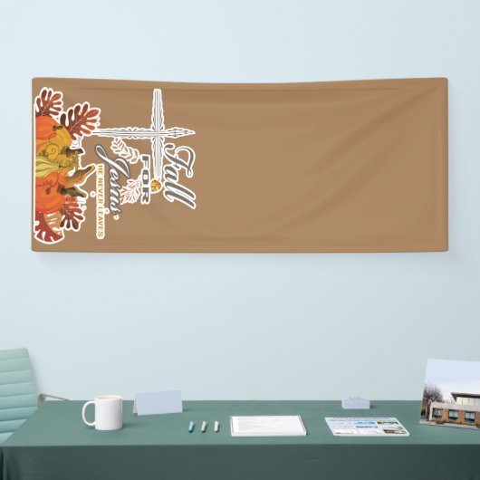 Herfst voor Jezus die hij nooit verlaat.  Spandoek (Beurs)