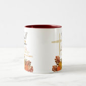 Herfst voor Jezus die hij nooit verlaat.   Tweekleurige Koffiemok (Center)