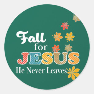 Herfst voor Jezus Hij laat nooit Christelijke poka Ronde Sticker