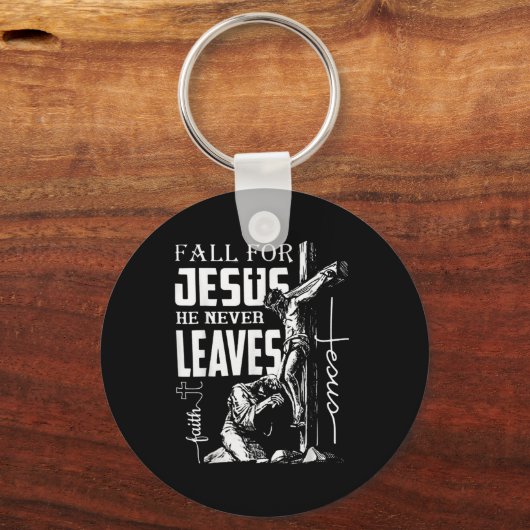Herfst voor Jezus Hij laat nooit Christelijke Than Sleutelhanger (Voorkant)