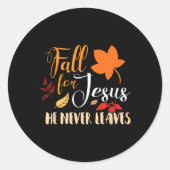 Herfst voor Jezus Hij laat nooit een herfst Christ Ronde Sticker (Voorkant)