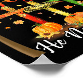 Herfst voor Jezus Hij laat nooit pompoen Thanksgiv Poster (Hoek)