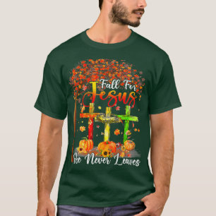 Herfst voor Jezus Hij laat nooit pompoen Thanksgiv T-shirt
