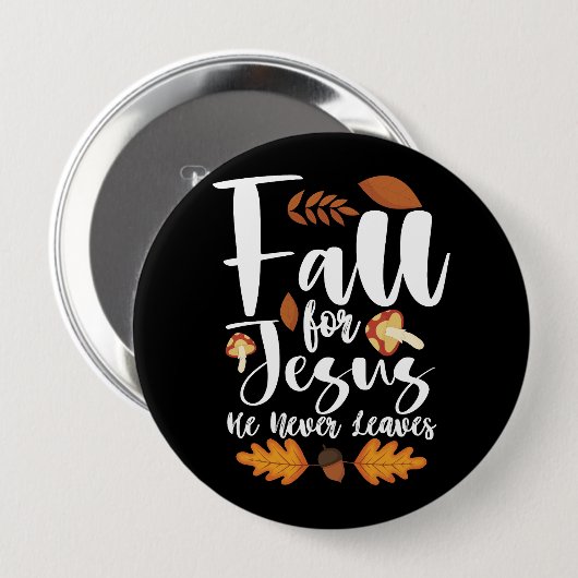 Herfst voor Jezus Hij laat nooit Thanksgiving Chri Ronde Button 4,0 Cm (Voorkant /achterkant)