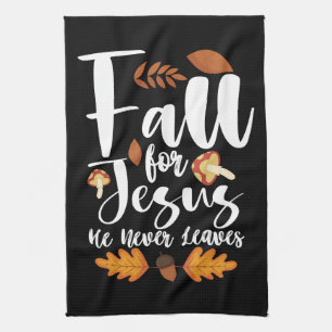 Herfst voor Jezus Hij laat nooit Thanksgiving Chri Theedoek