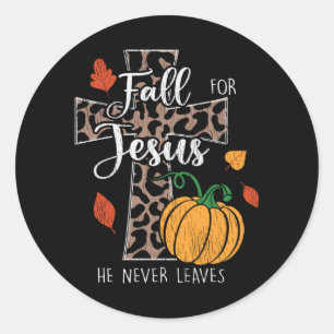 Herfst voor Jezus Hij laat nooit Thanksgiving krui Ronde Sticker