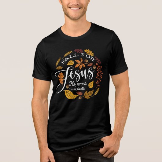 Herfst voor Jezus, Hij verlaat nooit de herfstkran Tri-Blend Shirt (Voorkant)