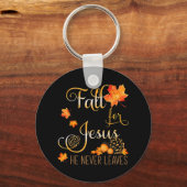 Herfst voor Jezus Hij verlaat nooit najaar Christe Sleutelhanger (Voorkant)