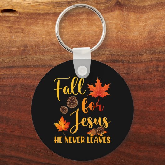 Herfst voor Jezus Hij verlaat nooit najaar Christe Sleutelhanger (Voorkant)