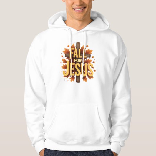 Herfst voor Jezus Kruis met Herfstbladeren Design Hoodie (Voorkant)