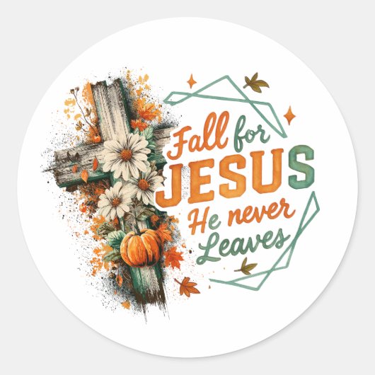 Herfst voor Jezus… Ronde Sticker (Voorkant)