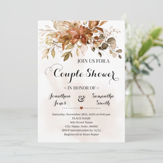 Herfst voor paren - herfst herfst bruiloft kaart (Staand voorkant)