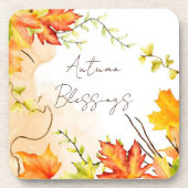 Herfst voorbeeldbladeren met aangepaste tekst bier onderzetter (Voorkant)