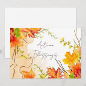 Herfst voorbeeldbladeren met aangepaste tekst feestdagenkaart (Voorkant / Achterkant)