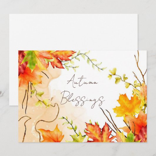 Herfst voorbeeldbladeren met aangepaste tekst feestdagenkaart (Voorkant / Achterkant)