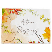 Herfst voorbeeldbladeren met aangepaste tekst groot cadeauzakje (Achterkant)