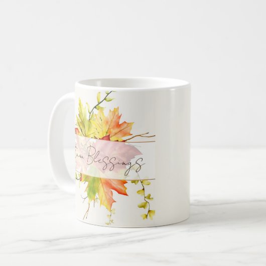 Herfst voorbeeldbladeren met aangepaste tekst koffiemok (Voorkant links)