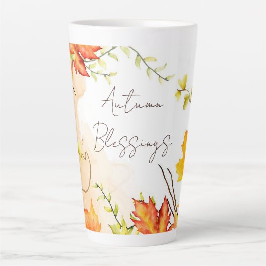 Herfst voorbeeldbladeren met aangepaste tekst latte mok (Voorkant)