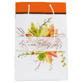 Herfst voorbeeldbladeren met aangepaste tekst medium cadeauzakje (Voorkant)